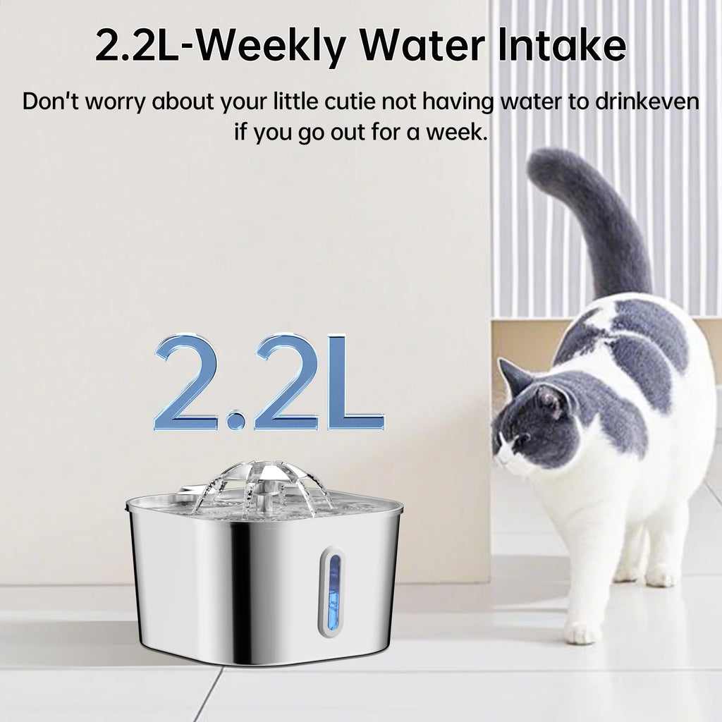 Stainless Steel Automatic Cat Water Fountain (2.2L)