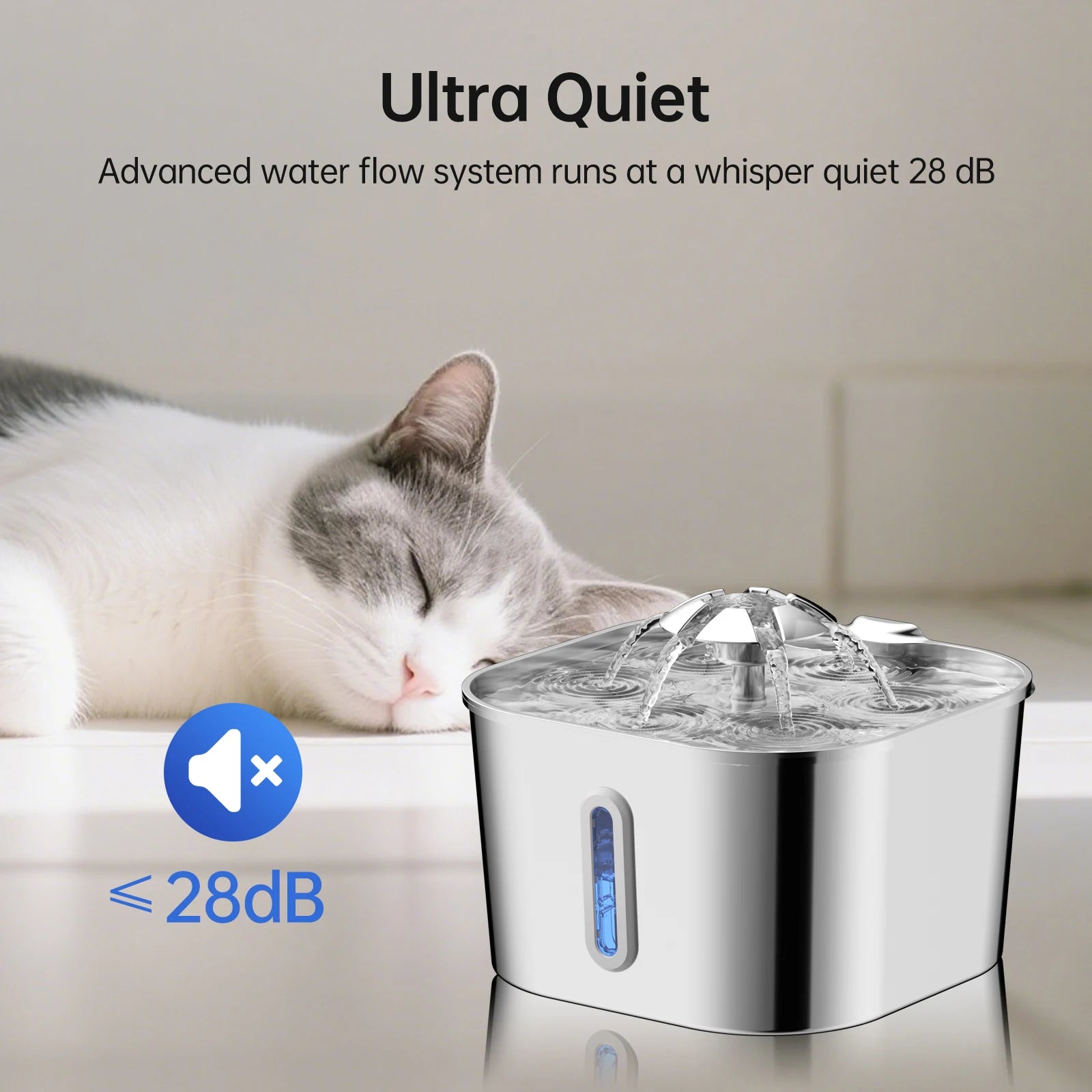 Stainless Steel Automatic Cat Water Fountain (2.2L)